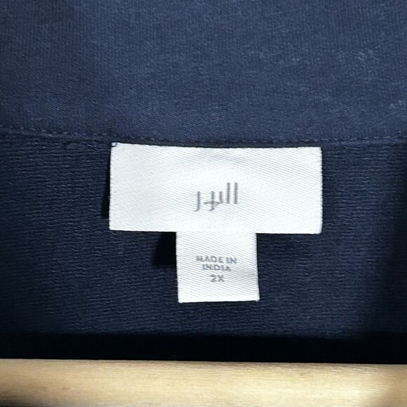 J.Jill Jacket Size 2x Navy Blue Double Breasted Pockets Cotton Preppy Womens - Picture 6 of 9